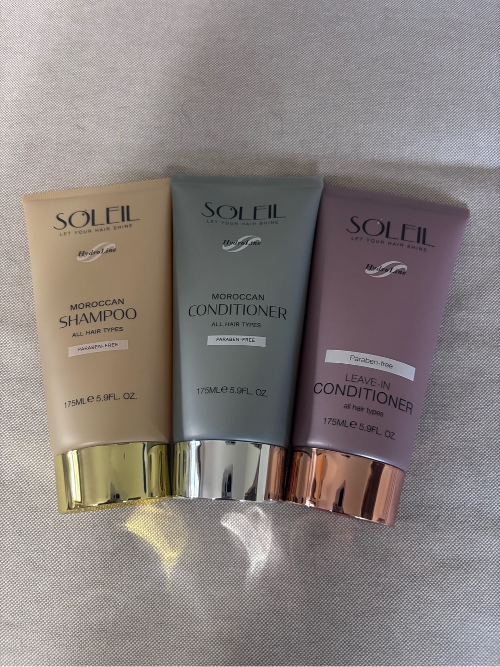 Soleil HydroLine Moroccan Shampoo, Conditioner and Leave-in Conditioner Set